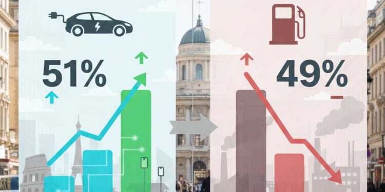 السيارات الكهربائية تتفوق على البنزين في أوروبا لأول مرة: مؤشرات قوية لسوق EV عالميًا